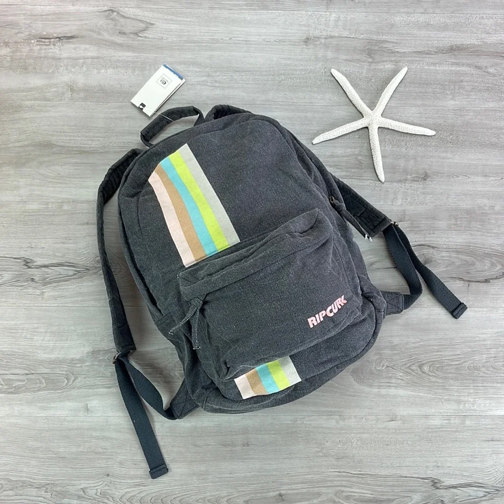 🔆RIP CURL🔆 BLACK BACKPACK HIKING BIKING BOATING BEACH DAY SCHOOL BAG
